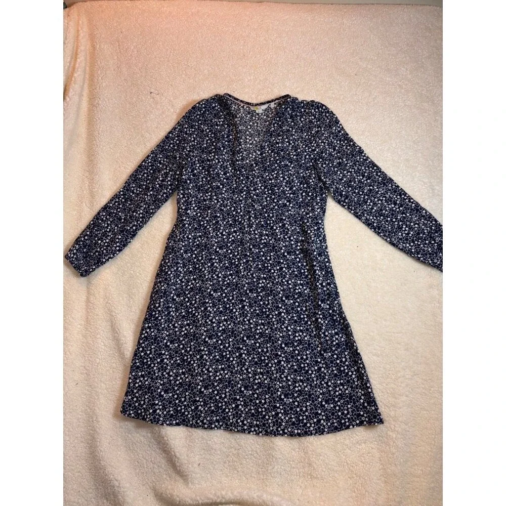 Boden Navy Floral Print Long Sleeve A Line Dress UK 12R US 8‎